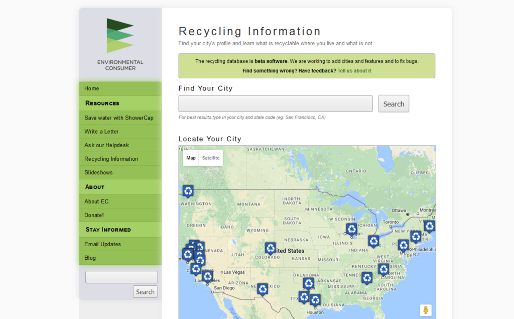 Recycling Database Screenshot